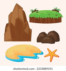 conjunto de cinco íconos de la isla