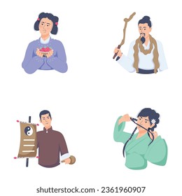 Bundle of Flat Style Chinese Persons Illustrations 

