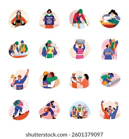 Bundle of Flat Style Labour Rights Illustrations 

