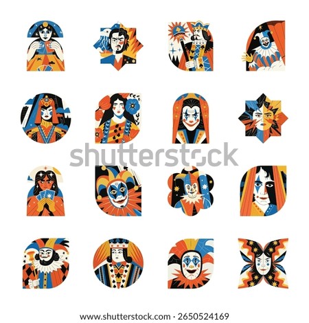 Bundle of Flat Style Poker Characters Illustrations 

