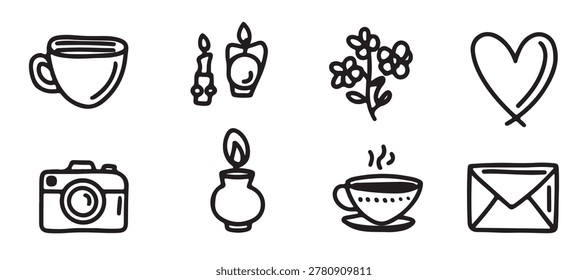 bundle of floral decoration set icons illustration design