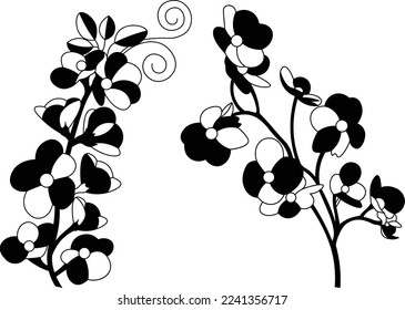 Bundle of Floral leaves and Flower isolated vector isolated Silhouettes.