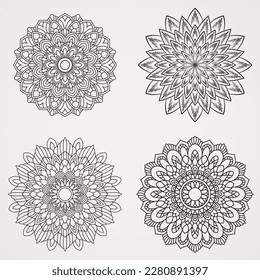 Bundle flower Mandala with Ornaments. suitable for henna, tattoos, photos, coloring books. islam, hindu,Buddha, india, pakistan, chinese, arab