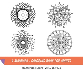 Bundle flower Mandala Set with Ornaments. suitable for henna, tattoos, photos, coloring books