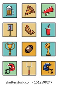bundle of food and sports set icons vector illustration design