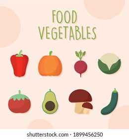 conjunto de íconos de vegetales alimentarios diseño de ilustraciones vectoriales