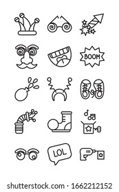 conjunto de iconos de juego de día tontos ilustración vectorial diseño