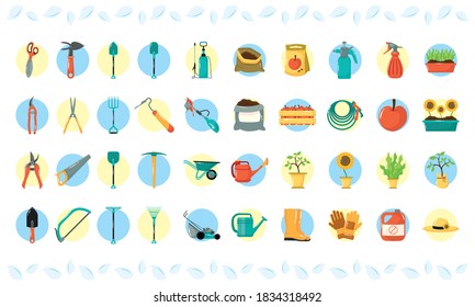 bundle of forty gardening flat style icons vector illustration design