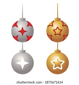 bundle of four balls happy merry christmas set icons vector illustration design