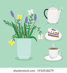 bundle of four breakfast delicious set icons vector illustration design