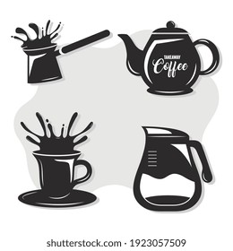 conjunto de cuatro iconos de juego de café diseño de ilustración vectorial