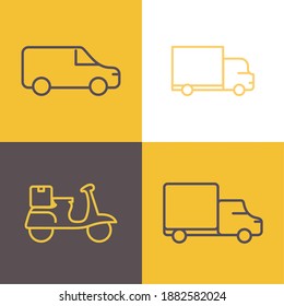 conjunto de cuatro iconos de servicio de entrega diseño de ilustración vectorial