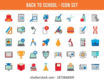 bundle of fourty back to school set icons with lettering vector illustration design