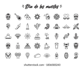 bundle of fourty dia de los muertos set icons vector illustration design