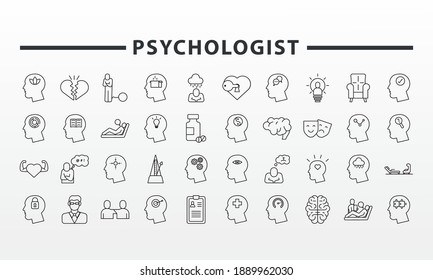 bundle of fourty psychological set icons and lettering vector illustration design