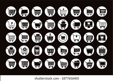 Paket von 40 Einkaufswagen Linie Stil Symbole Vektorgrafik Design