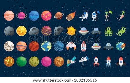 bundle of fourty space set icons vector illustration design