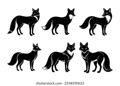 Bundle of fox silhouette illustration