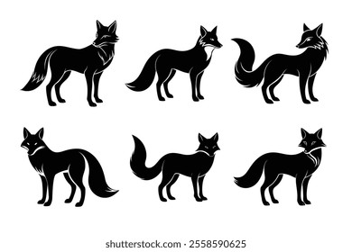 Bundle of fox silhouette illustration