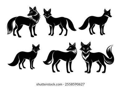 Bundle of fox silhouette illustration