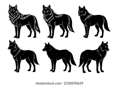 Bundle of fox silhouette illustration
