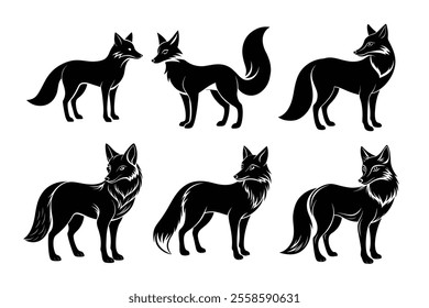 Bundle of fox silhouette illustration