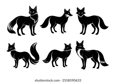 Bundle of fox silhouette illustration