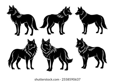 Bundle of fox silhouette illustration