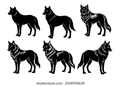 Bundle of fox silhouette illustration