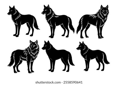 Bundle of fox silhouette illustration