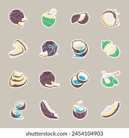 Bundle Fresh Coconuts and Drinks Flat Stickers 

