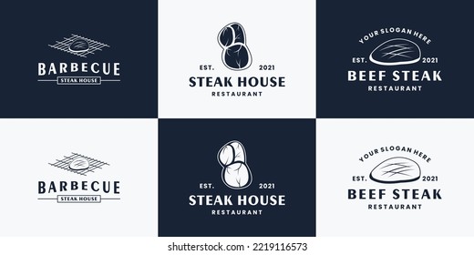 bundle fresh meat, steak house, beef steak logo design collections for restaurant