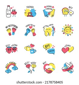 Bundle of Friendship Day Flat Stickers 
