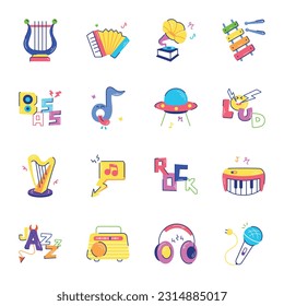 Bundle of Fun and Music Flat Stickers 

