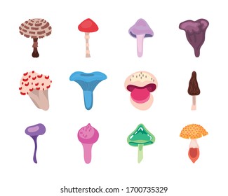 conjunto de iconos de conjunto de hongos diseño de ilustración vectorial