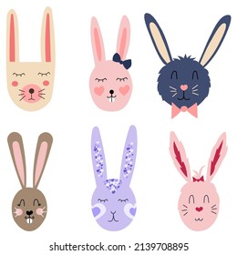 Bundle of funny bunny faces