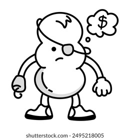 Bundle of Funny Cartoons Doodle Icons 

