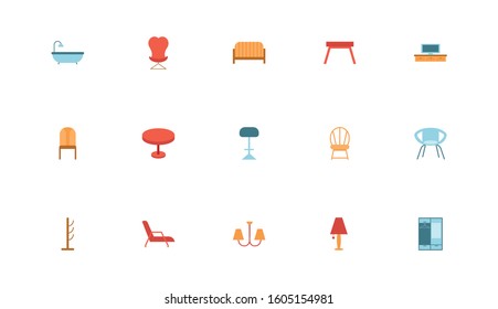 bundle of furniture set icons vector illustration design