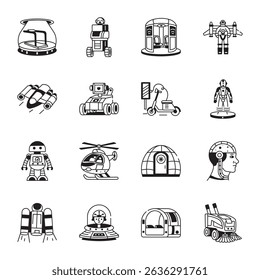 Bundle of Futuristic Technology Line Style Icons 
