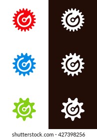 bundle of gears with the letter g, cogwheel logo