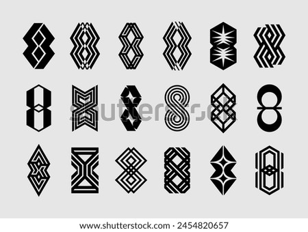 Bundle of geometric line number 8 logo design