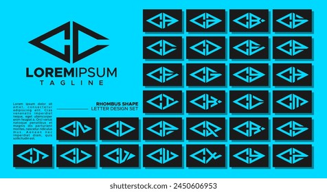 Bundle of geometric line rhombus letter C CC logo design