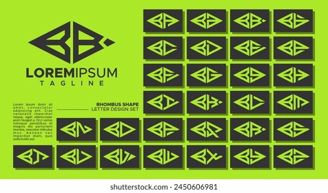 Bundle of geometric line rhombus letter B BB logo design