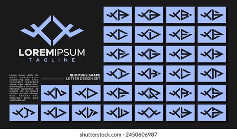 Bundle of geometric line rhombus letter X XX logo design