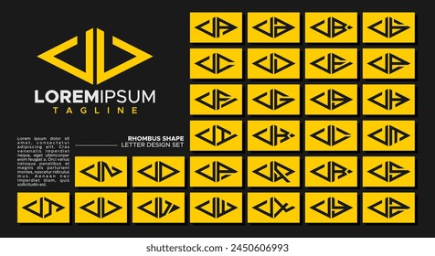 Bundle of geometric line rhombus letter U UU logo design