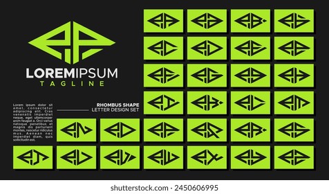 Bundle of geometric line rhombus letter P PP logo design