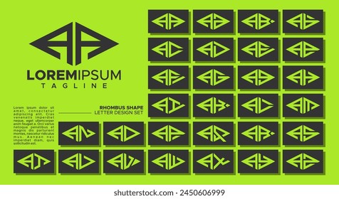 Bundle of geometric line rhombus letter A AA logo design