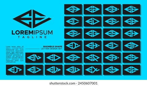 Bundle of geometric line rhombus letter E EE logo design