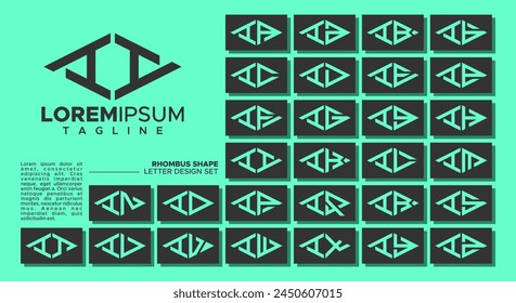 Bundle of geometric line rhombus letter I II logo design