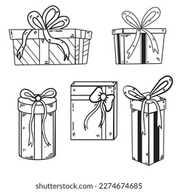 Caja de regalo de paquete , caja de regalo de arte de línea